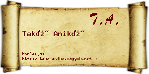 Takó Anikó névjegykártya